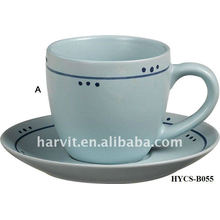 Various Decals Round White Elegant Stoneware Tea Cup & Saucer